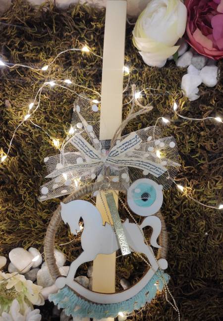 Πασχαλινή λαμπάδα rocking horse -02